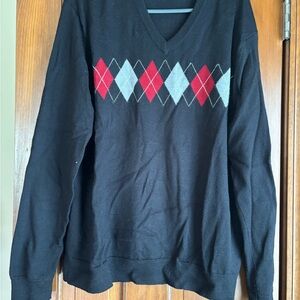 Croft & Barrow Black and Red V-Neck Sweater
